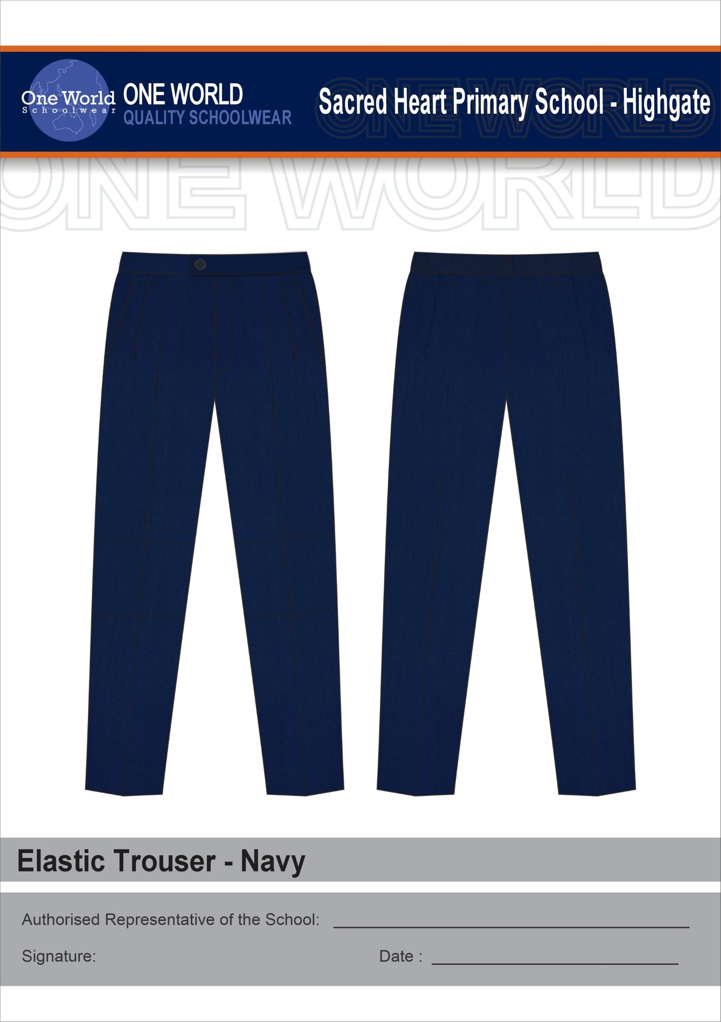 Girls Elastic Back Trouser - Navy
