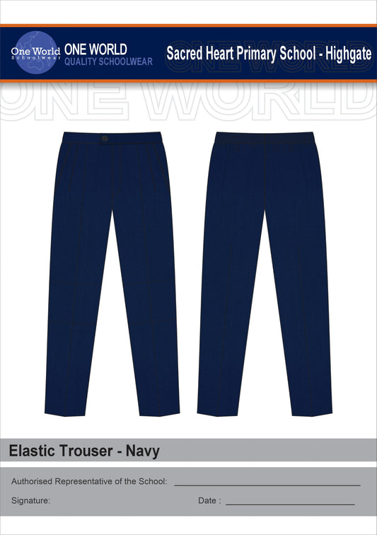 Girls Elastic Back Trouser - Navy