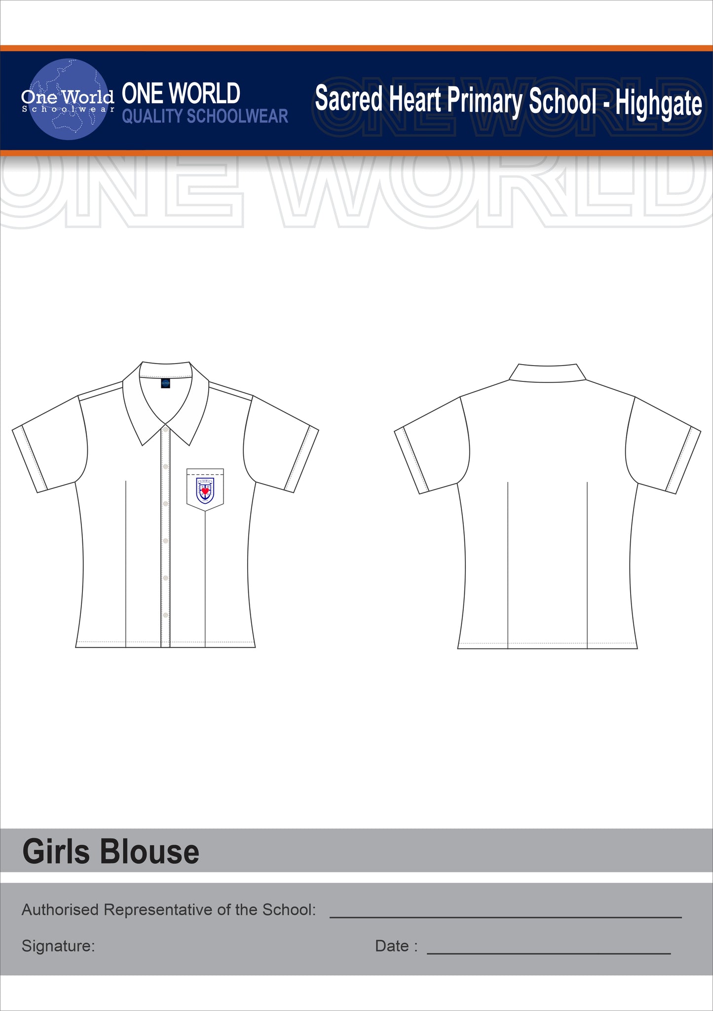 Girls White Blouse - Embroidered Logo