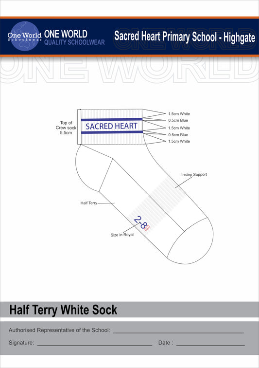 White School Sock - School name as logo